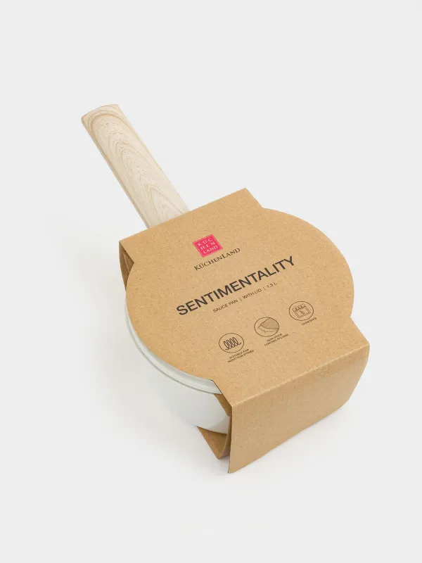 Шөміш, 16 см, 1,3 л, қақпағы бар, қапталған, алюминий, сүт түсті, Sentimentality, image-5