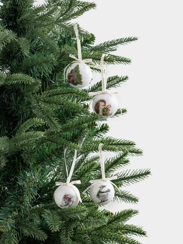 Шырша ойыншықтарының жинағы, 5 см, 4 дана, пенопласт, Шар, Қаз/Жылқы/Қонжық/Кірпі, Ball print, image-6