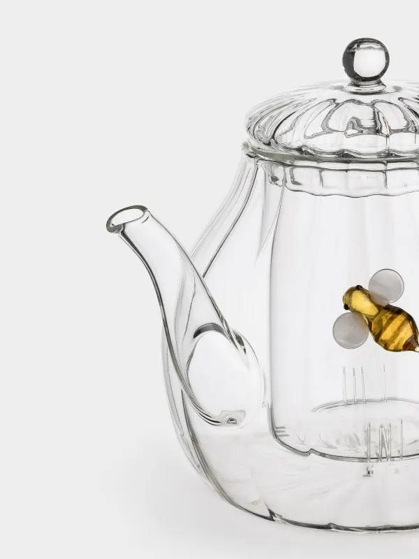 Чайник заварочный, 1 л, стекло Б, с зеленой ручкой, Пчелы, Camellia decor, image-2