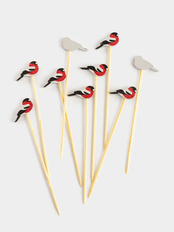 Канапе таяқшасы, 9 см, 20 дана, бамбук, қызыл және қара, Суықторғай, Elegant details, image-1