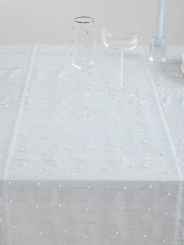 Үстел төсеніші, 40х160 см, полиэстер/пластик, ақ, Інжулер, Pearl Antarctica, image-2