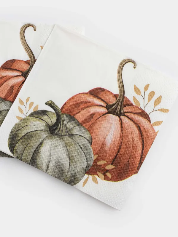 Қағаз майлықтар, 21х21 см, 20 дана, шаршы, ақ, Асқабақ, Forest symphony, image-4