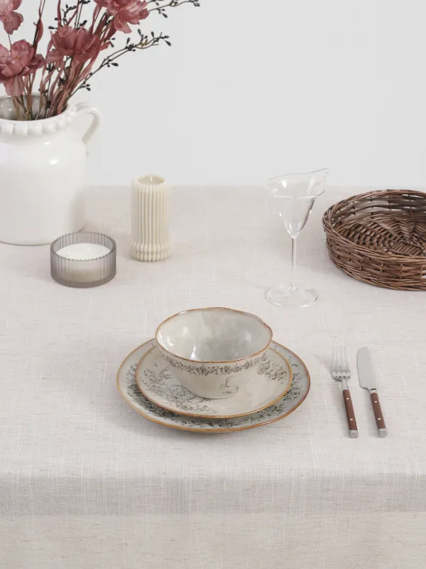 Скатерть, 170х250 см, с кружевом, Natural framed, image-1