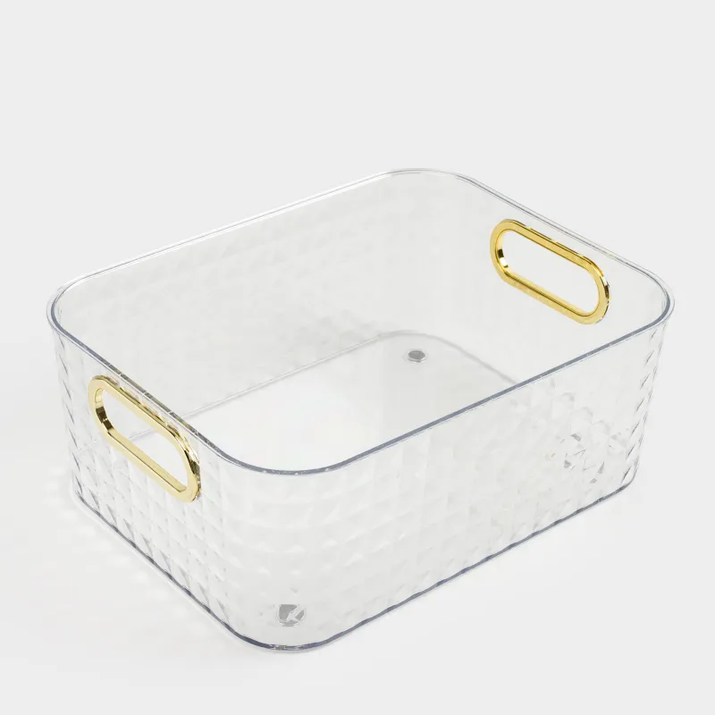 Ящик-органайзер, 27х21х10 см, хозяйственный, с золотистыми ручками, пластик, Kandy, image-2