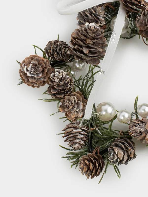 Сәндік гүл шоғы, 9/18 см, пластик/металл, Моншақтары бар шырша бүршіктері, Conifer delice, image-1