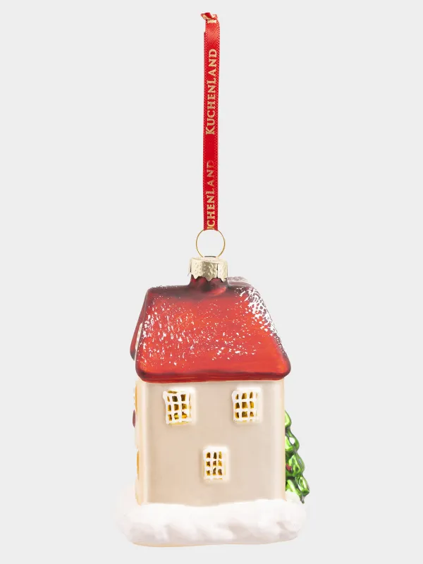 Шырша ойыншығы, 7х10 см, шыны, жылтырақтары бар, қоңыр және қызыл, Үй, Figure christmas, image-2