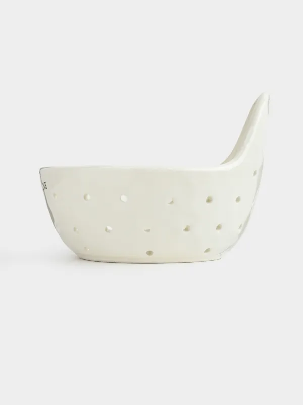 Дуршлаг, 15 см, тұтқасы бар, керамика, сүт түстес, Crumple font, image-3