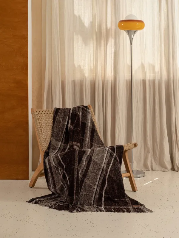 Плед, 130х170 см, с бахромой, шенилл, коричневый, Клетка, Hazel, image-5