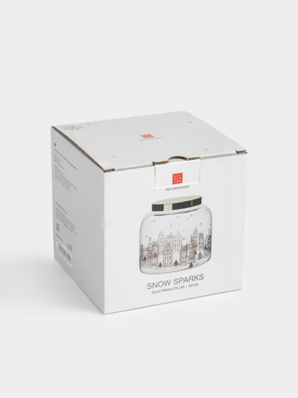 Банка для сыпучих продуктов, 950 мл, Золотистые домики, Snow sparks, image-5