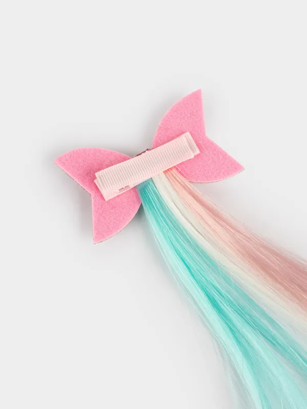 Заколка для волос, 46 см, детская, с прядями, полиэстер/металл, Бантик, Hairstyle, image-3