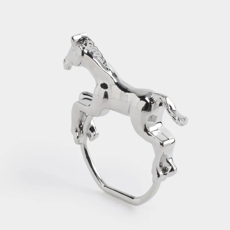 Майлық сақинасы, 7 см, металл, күміс, Жылқы, Horse silver