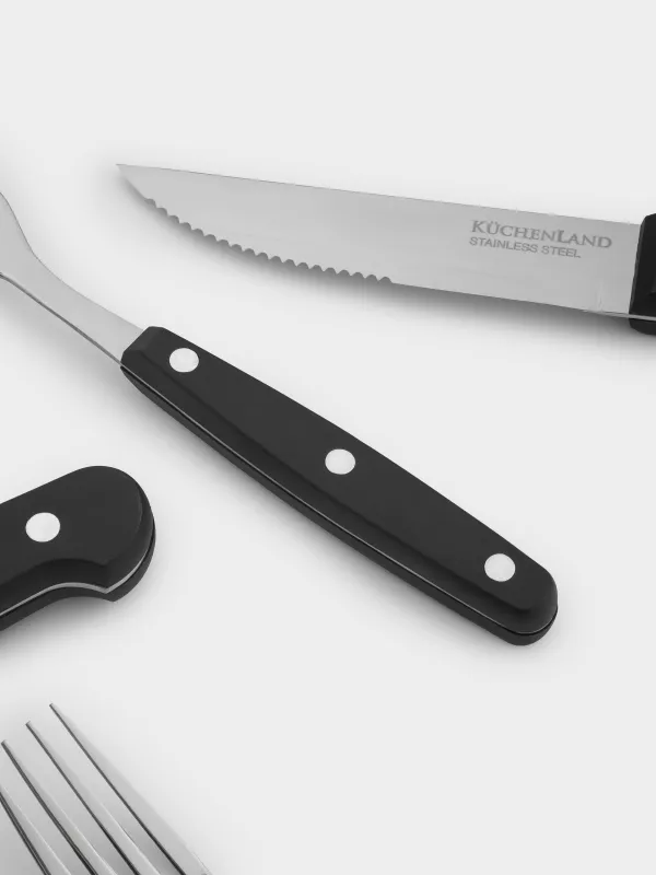 Приборы для стейка, 4 перс, 8 пр, пластик/сталь, черные, Rosario, image-6