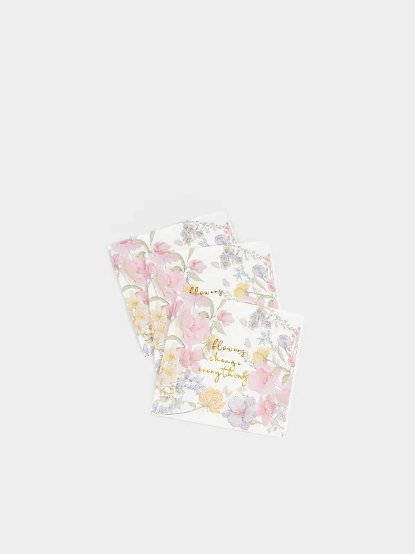 Қағаз майлықтар, 21х21 см, 20 дана, төртбұрышты, ақ, Гүлдер, Flowers, image-2