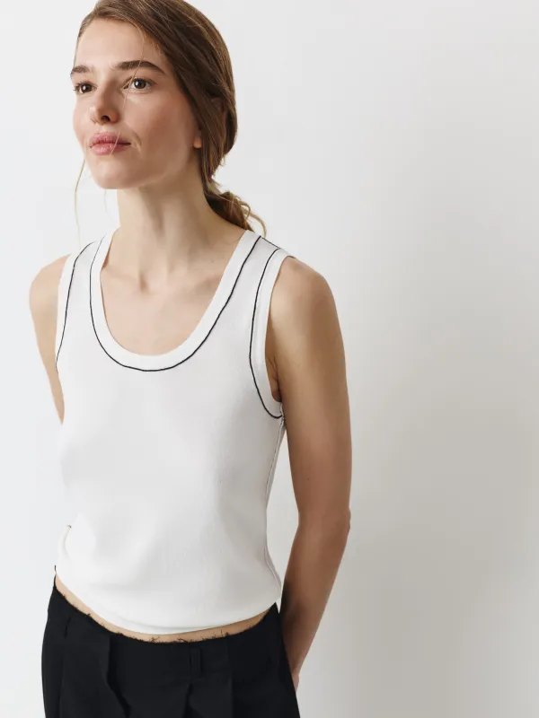 Әйелдерге арналған топ, өлшемі XS, контрастты жиегі бар, вискоза/нейлон, ашық сарғылт-қоңыр, Anselma, image-0