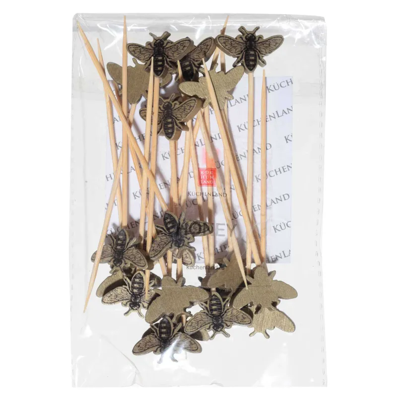 Шпажка для канапе, 9 см, 20 шт, бамбук, золотистая, Пчела, Elegant details, image-2