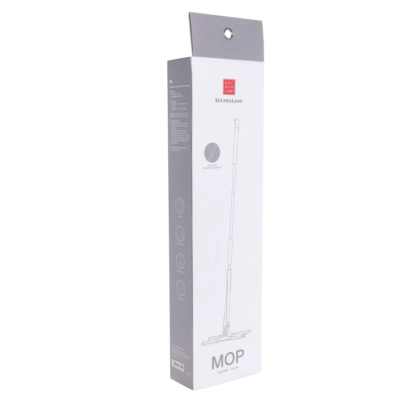 Швабра, с отжимом, фигурная, бело-серая, Mop, image-3