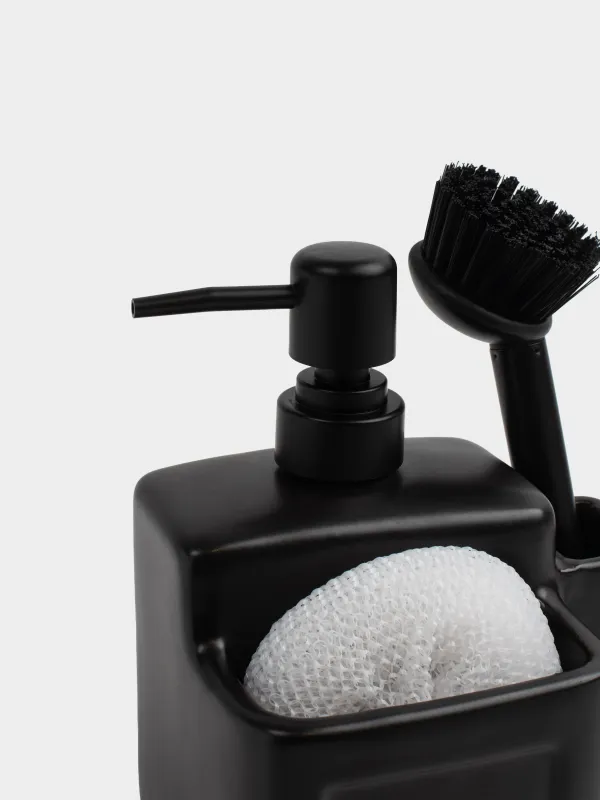 Жуғыш зат диспенсері, 550 мл, ұйымдастырушы, губка / щетка, керамика, қара, Жалпы қара, image-3