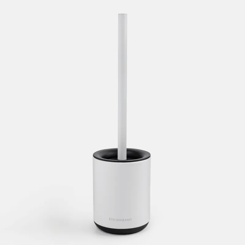 Дәретхана щеткасы, 38 см, стендпен, резеңке / металл, АҚ және қара, Веста