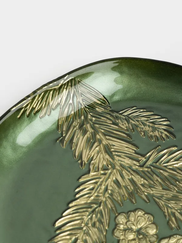 Блюдо, 21х2 см, стекло, зеленое, Еловая ветка, Brumal, image-2