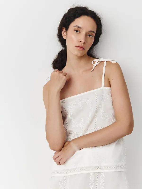 Әйелдер блузасы, өлшемі XS, белдіктері бар, тенсель/полиэстер К, сүт түстес, Lysandra, image-0