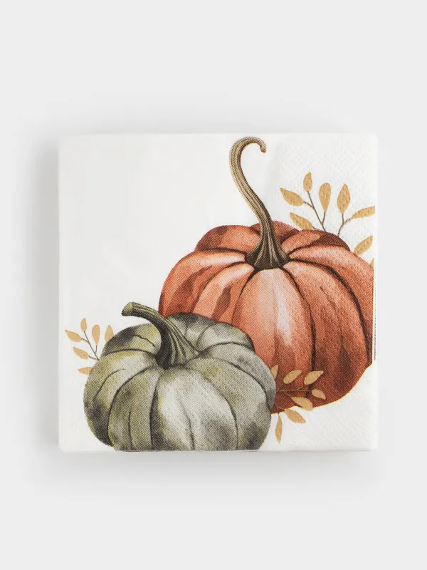 Қағаз майлықтар, 21х21 см, 20 дана, шаршы, ақ, Асқабақ, Forest symphony, image-0