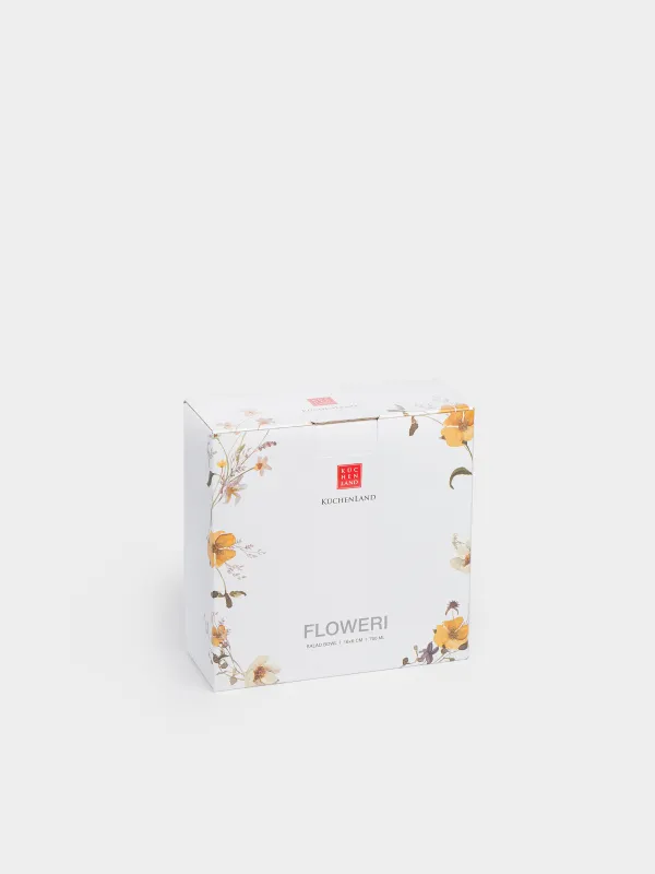 Салат ыдысы, 16х6 см, 700 мл, фарфор N, ақ, Сары гүлдер, Floweri, image-4