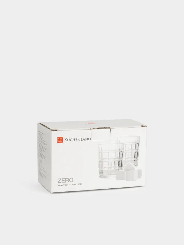 Вискиге арналған жиынтық, 2 тұлға, 6 зат, шыны/текшелер, шыны Р/мәрмәр, Zero, image-9