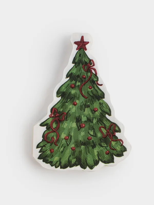 Қағаз майлықтар, 20х30 см, 20 дана, пішінді, ақ, жұлдызды шырша, Christmas traditions, image-0