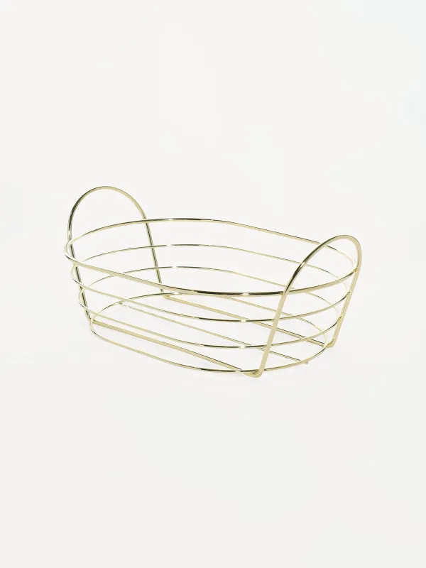 Нан себеті, 27x20 см, мақта/металл, сопақ, сүт / алтын, twist gold, image-4