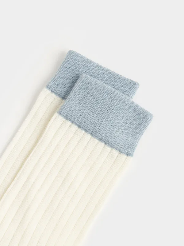 Әйелдер шұлықтары, өлшемі 36-38, қырлы, мақта/полиамид/нейлон, ақ және көгілдір, Rib basic, image-2