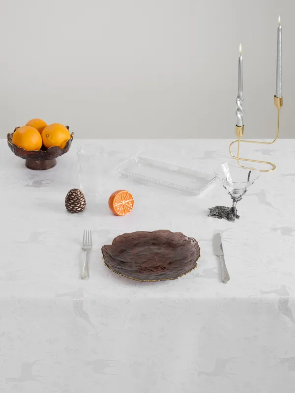 Дастархан, 170х250 см, жаккард, полиэстер, сүт және алтын түстес, Бұғы мен шырша, Gallant deer, image-1