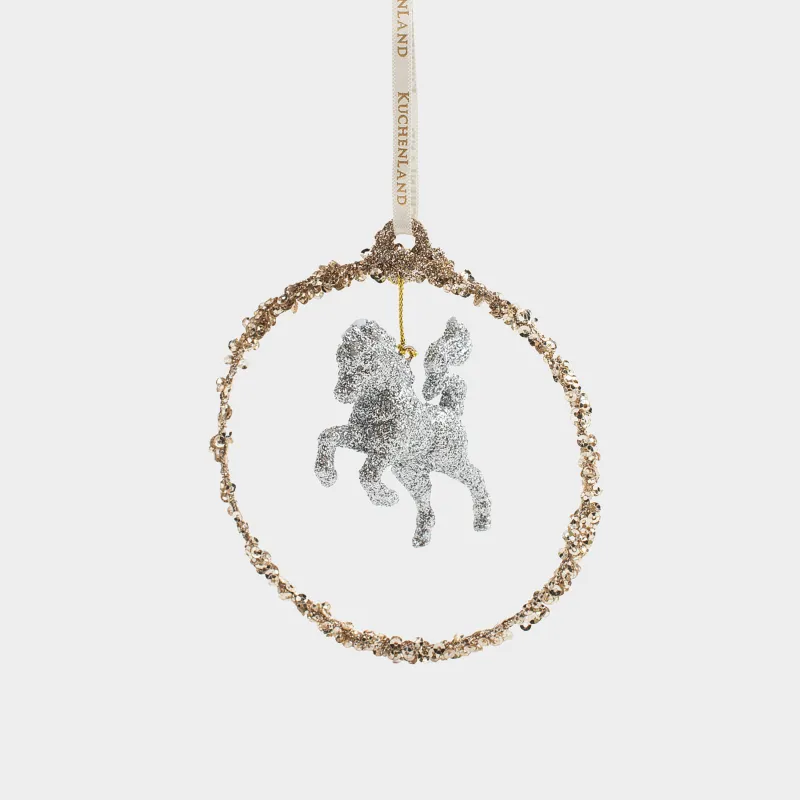 Игрушка елочная, 11 см, металл/пластик, шампань, Лошадь, Figure sparkle