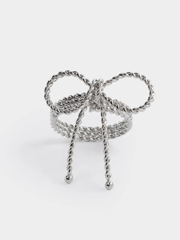 Майлық сақинасы, 7 см, металл, күміс, Бантик, Bow silver, image-1