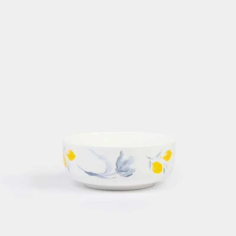 Пиала, 15х6 см, 700 мл, фарфор F, белая, Цветок и лимоны, Sicily