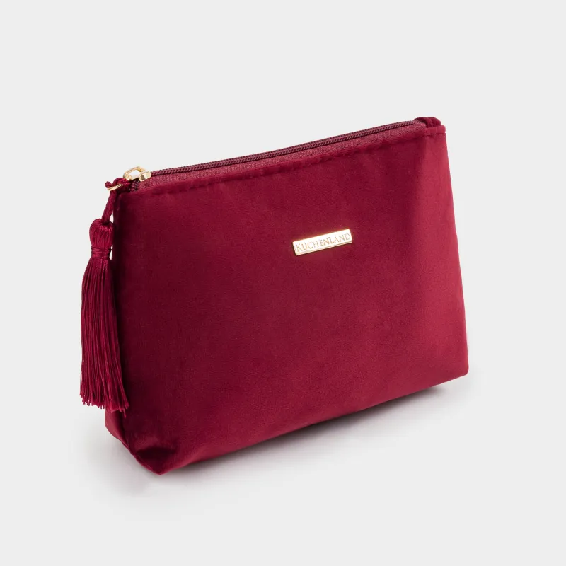 Косметикалық сөмке, 22х14 см, шашағы бар, барқыт, түсті, Velvety, image-1