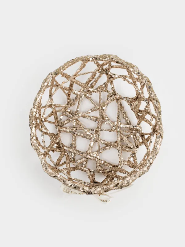 Сәндік себет, 25х20 см, тұтқалары бар, пластик/металл, дөңгелек, шампан, Frosty sparks, image-1