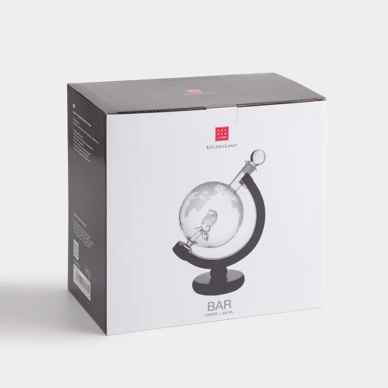 Графин, 650 мл, на подставке, стекло Б/дерево, Глобус со львом, Bar, image-4