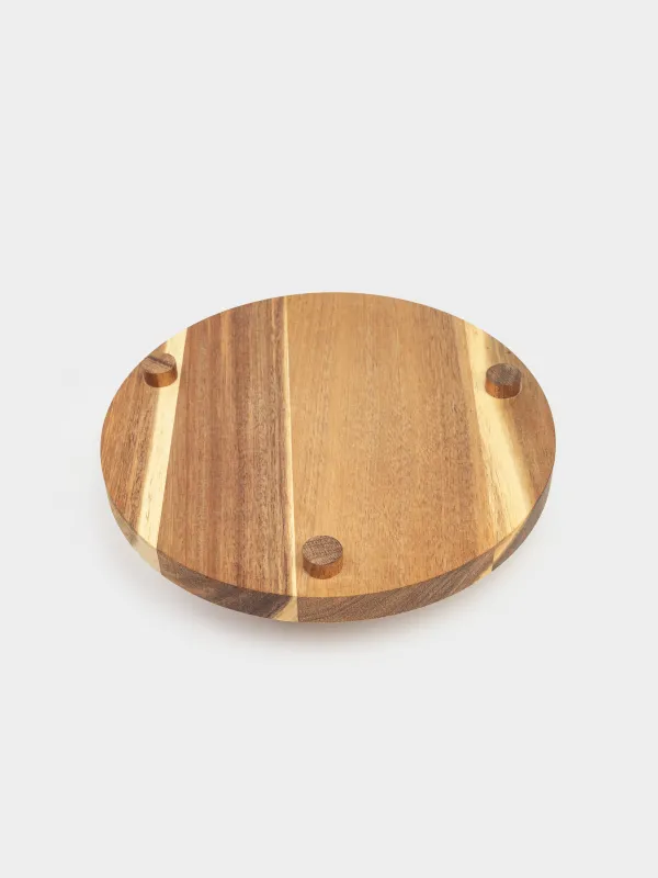 Сервиздік ыдыс, 25х4 см, аяқтары, ағаш/полирезин, дөңгелек, Алтын жылқы, Noble tree, image-3