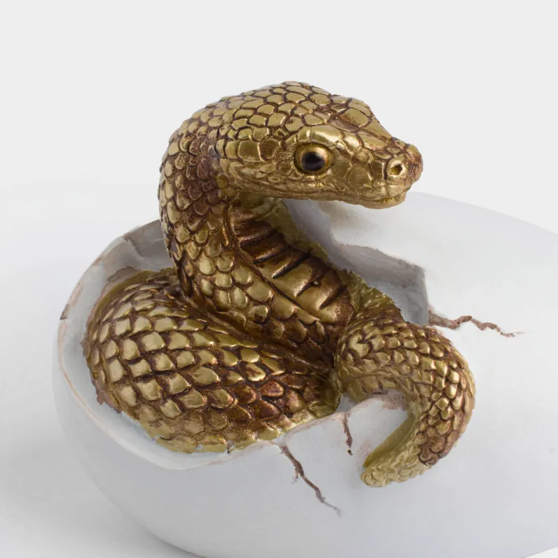 Мүсінше, 13 см, полирезин, сүт түстес-алтын, Жылан, Snake gold, image-5