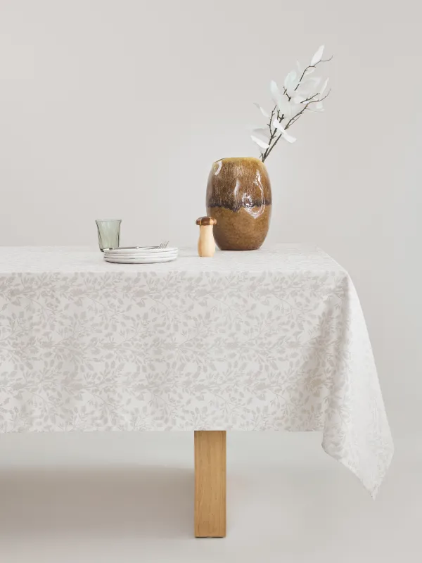 Дастархан, 160х160 см, жаккард, полиэстер, сүт түстес, Бұтақтар, Slender branches, image-0