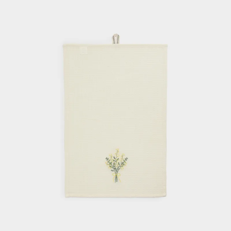 Полотенце кухонное, 40х60 см, хлопок, бежевое, Мимоза, Waffle flower