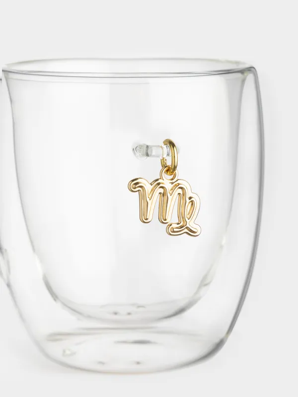 Кружка, 280 мл, стекло Б/металл, с золотистой подвеской, Дева, Air figure zodiac, image-4