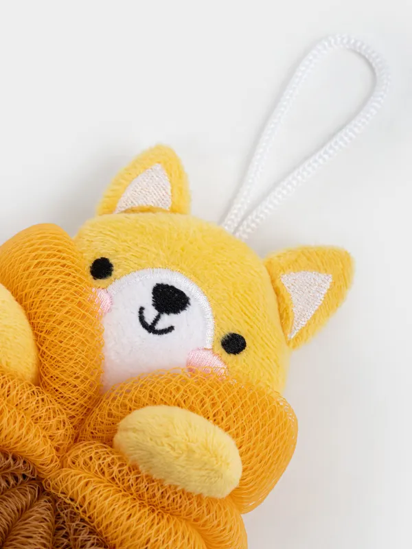 Мочалка для мытья тела, 17х15 см, детская, полиэтилен/полиэстер, оранжевая, Корги, Friend spa, image-3