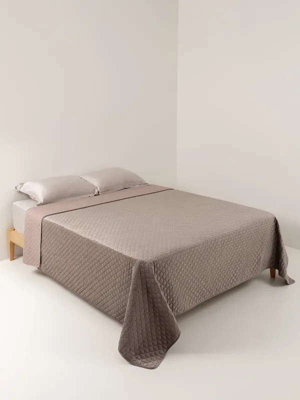 Покрывало, 240х260 см, стеганое, вельвет/микрофибра, коричневое, Lavender, Stitch velvet, image-1