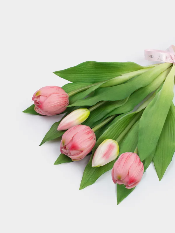 Жасанды гүл шоғы, 30 см, полиэтилен, Қызғылт қызғалдақтар, Tulip garden, image-3