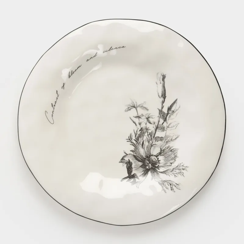 Тарелка обеденная, 28 см, керамика D, белая, Графичные цветы, Floria graphic