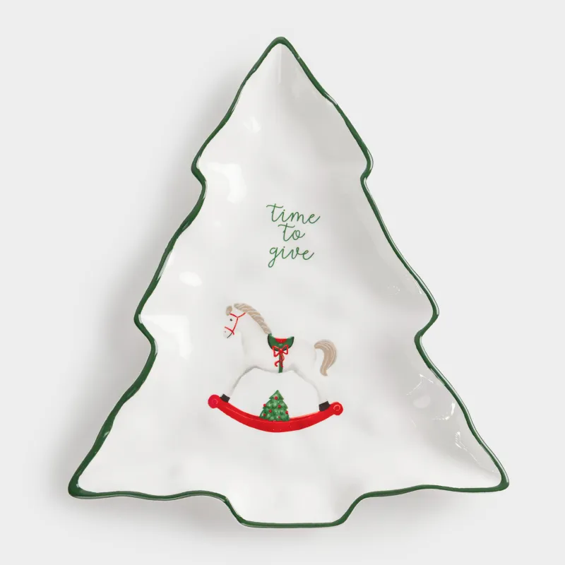 Ыдыс, 31х27 см, керамика, Жылқы, Сhristmas green