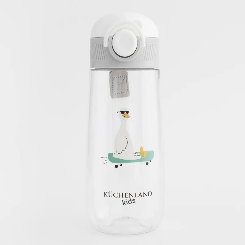 Бөтелке, балаларға арналған, 600 мл, тұтқасы бар, тритан, сұр, Қаз, Kiddy