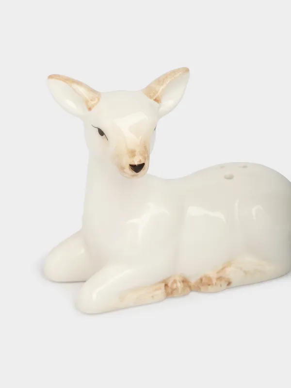 Тұз немесе бұрышқа арналған ыдыс, 7 см, керамика, ақ және сарғылт-қоңыр, Бұғышақ, Fawn, image-3