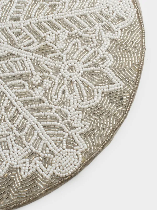 Аспаптарға арналған майлық, 36 см, моншақтар, дөңгелек, күміс, Қар ұшқыны, Art beads, image-2